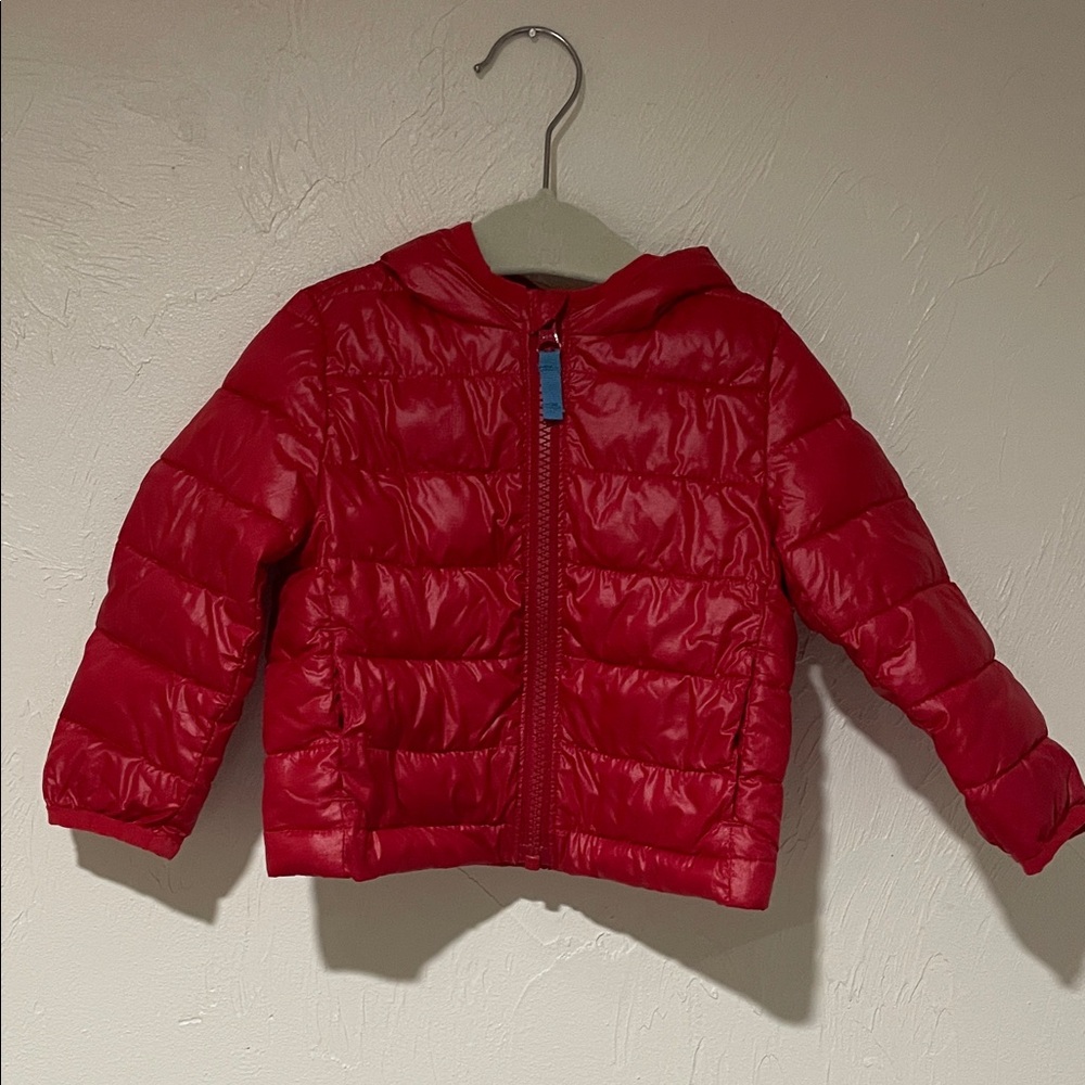 Infant primary puffer coat 6-12 months red